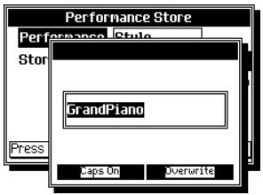 PEAVEY WK760 - L'exemple ci-dessous explique comment modifier le nom d'une Performance. - 2