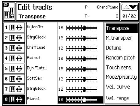 PEAVEY WK880 - MASTER TRANSPOSE ENABLE/DISABLE (F2) (enclenchement/déclenchement de la transposition générale) E - 2