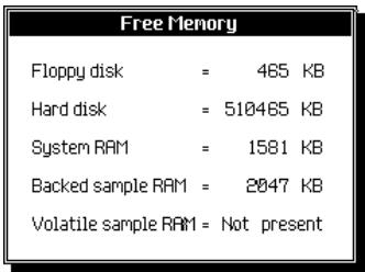 PEAVEY WK880 - FREE MEMORY (F6) (MÉMOIRE DISPO-NIBLE) - 1