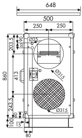 UNELVENT CENTRALE DOUBLE FLUX CAD HR MURAL - Dimensions (mm) - 12