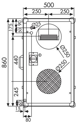 UNELVENT CENTRALE DOUBLE FLUX CAD HR MURAL - Dimensions (mm) - 12