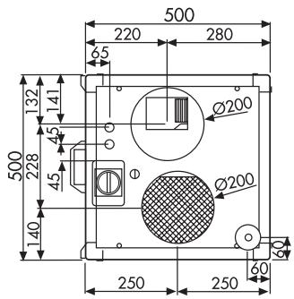 UNELVENT CENTRALE DOUBLE FLUX CAD HR MURAL - Dimensions (mm) - 5