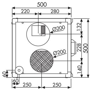 UNELVENT CENTRALE DOUBLE FLUX CAD HR MURAL - Dimensions (mm) - 7