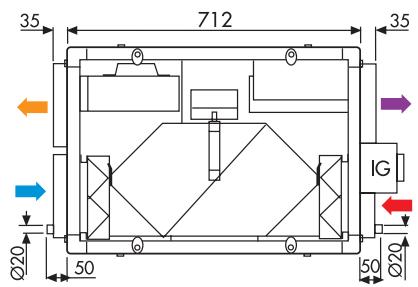 UNELVENT CENTRALE DOUBLE FLUX CAD HR MURAL - Dimensions (mm) - 6