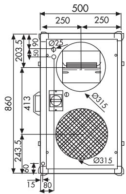 UNELVENT CENTRALE DOUBLE FLUX CAD HR MURAL - Dimensions (mm) - 8