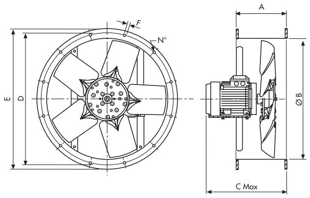 UNELVENT VENTILATEUR AXIAL TUBULAIRE DESENFUMAGE THGT - VENTILATEURS AXIAUX TUBULAIRES F400-120 (400°C/2h) - F200-120 (200°C/2h) Séries THGT désenfumage - 5