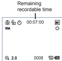 AIPTEK POCKET DV T200 - Press the Record button again to stop recording. Then the remaining recordable time on the card will be displayed on the LCD. - 1