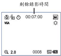 AIPTEK POCKET DV T200 - 再按一次攝錄鍵停止錄影。記憶卡上的剩餘錄影時間會顯示在液晶螢幕面板上。 - 1