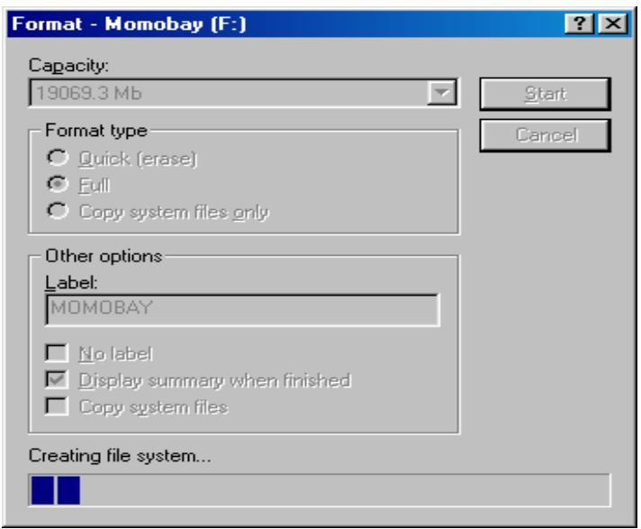 DVICO TVIX HD M-6500A - Faire une partition et formater le disque dur sous windows 98 se / me - 5