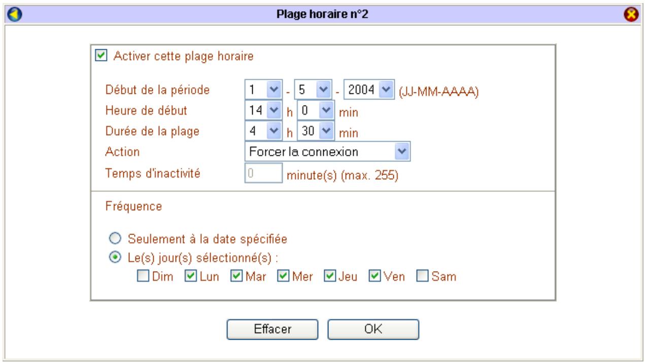 BEWAN VPN BOOSTER 32V - Exemple de paramétrage de plages horaires - 2