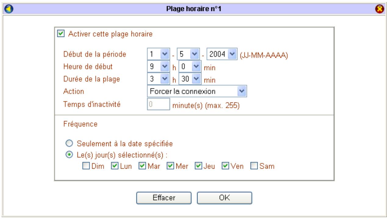 BEWAN VPN BOOSTER 32VG - Exemple de paramétrage de plages horaires - 1