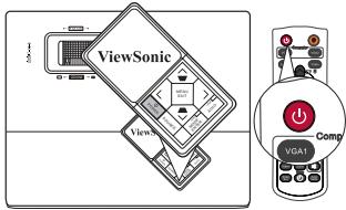 VIEWSONIC PJD6253, PJD6383, PJD6553W, PJD6683W - Mise en marche du projecteur - 4
