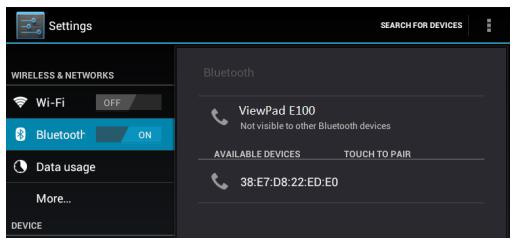VIEWSONIC VIEWPAD E100 - Configuration d'une connexion Bluetooth - 1