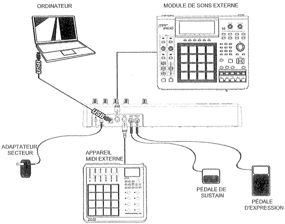 AKAI PRO MPK61 - Branchements du MPK49 - 1