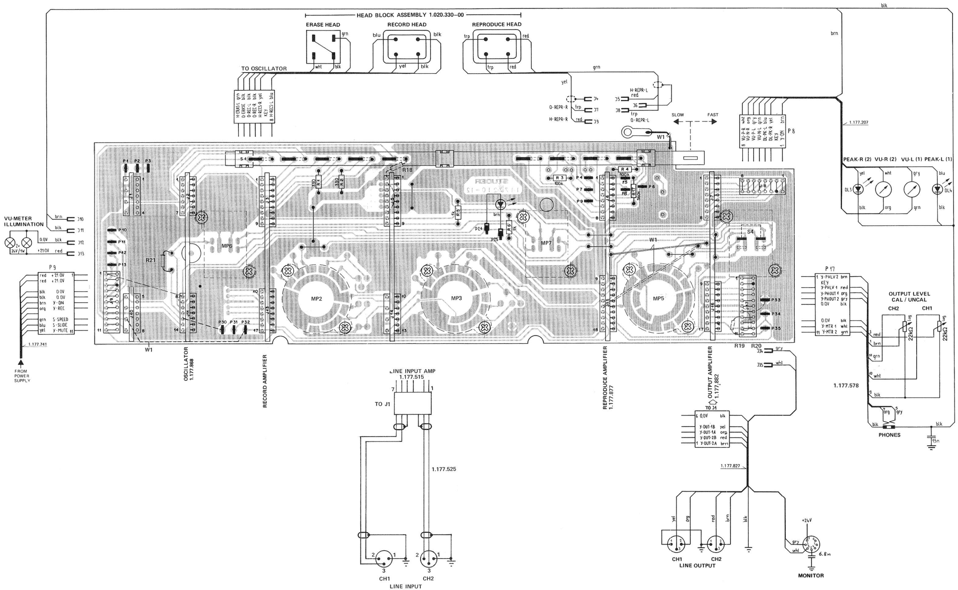STUDER PR99MKII - AUDIO BLOCK DIAGRAM / LINE IN / OUT MONO - 4