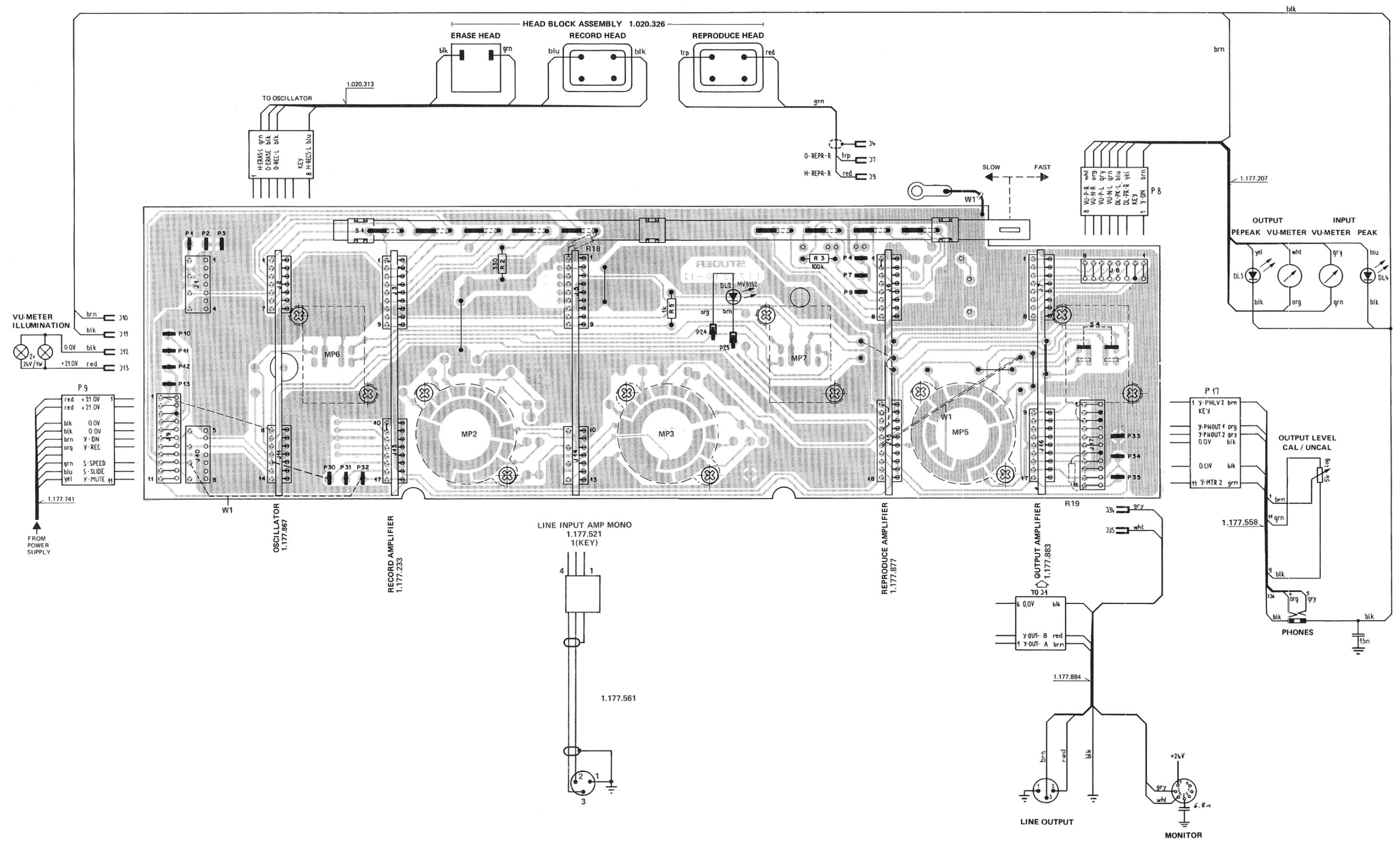 STUDER PR99MKII - AUDIO BLOCK DIAGRAM / LINE IN / OUT MONO - 6