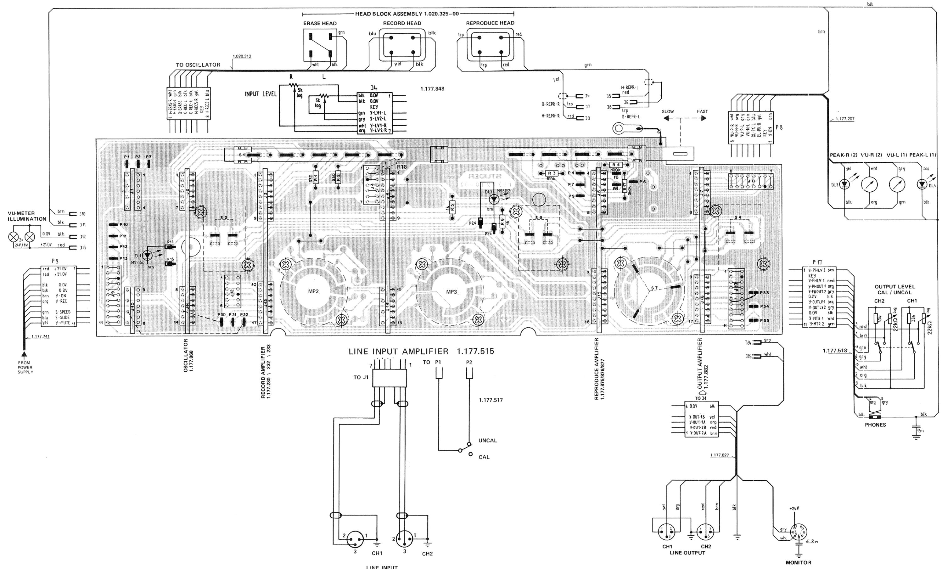 STUDER PR99MKII - AUDIO BLOCK DIAGRAM / LINE IN / OUT MONO - 2