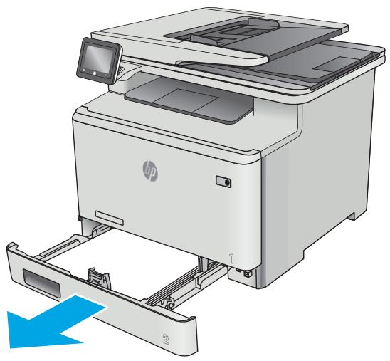 HP COLOR LASERJET PRO MFP M477FDN, COLOR LASERJET PRO MFP M477FDW, COLOR LASERJET PRO MFP M477FNW - Élimination des bourrages papier dans le bac 1 - 3