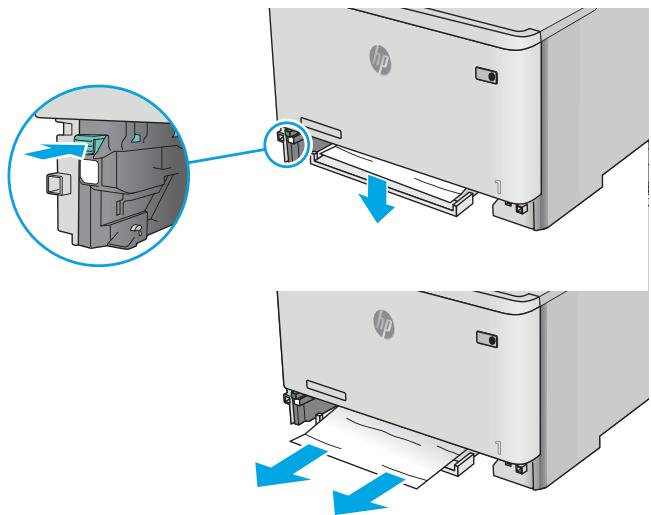 HP COLOR LASERJET PRO MFP M477FDN, COLOR LASERJET PRO MFP M477FDW, COLOR LASERJET PRO MFP M477FNW - Élimination des bourrages papier dans le bac 1 - 4
