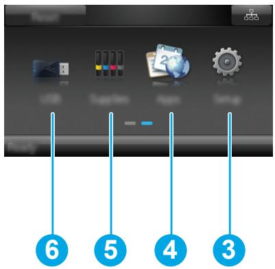 HP COLOR LASERJET PRO MFP M477FDN, COLOR LASERJET PRO MFP M477FDW, COLOR LASERJET PRO MFP M477FNW - Présentation de l'écran d'accueil - 3