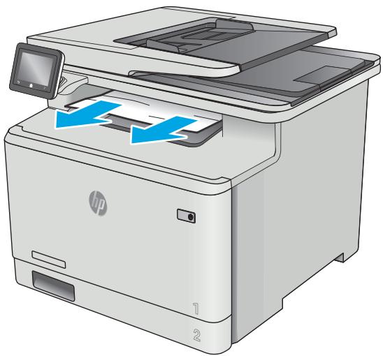 HP COLOR LASERJET PRO MFP M477FDN, COLOR LASERJET PRO MFP M477FDW, COLOR LASERJET PRO MFP M477FNW - Élimination des bourrages papier dans le bac de sortie - 1