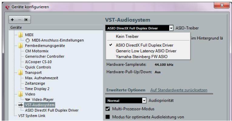 STEINBERG CUBASE 6 - Auswahlen des Treibers für Ihr Audiogerät - 1