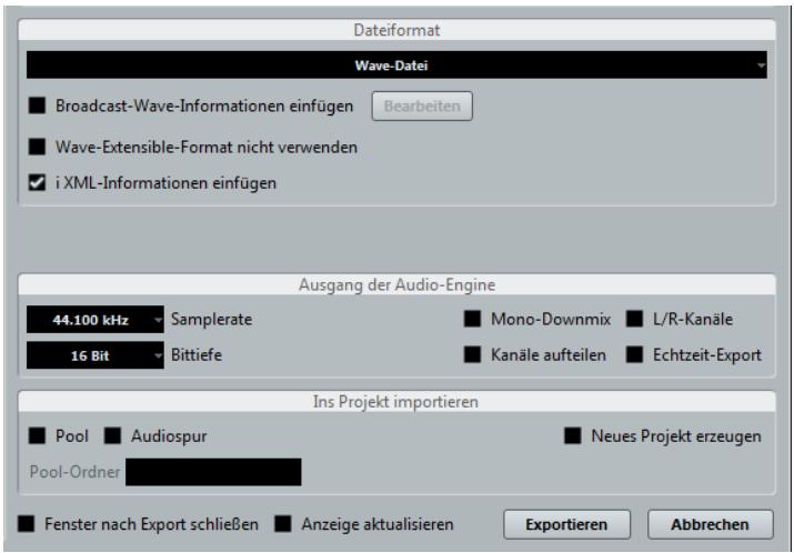 STEINBERG CUBASE ARTIST 6 - Wahlen Sie im Dateifornat-Bereich den Datietyp. - 1