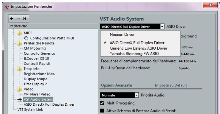 STEINBERG CUBASE ARTIST 6 - Selezionare il driver per la propria periferica audio - 1