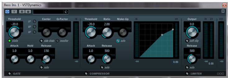 STEINBERG CUBASE ARTIST 6 - Stellen Sie die Parameter im Compressor-Bereich wie gewünscht ein. - 1