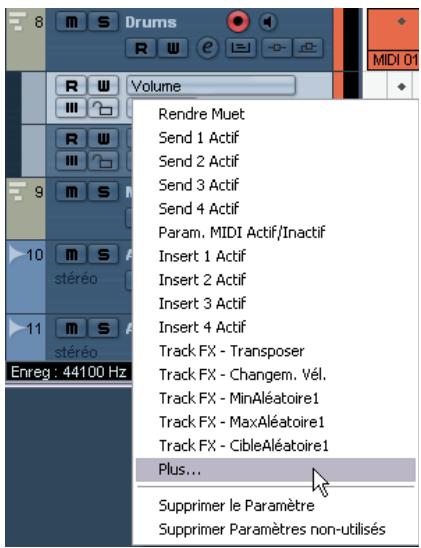STEINBERG CUBASE STUDIO 4 - Cliquez dans l'affichage des paramètres de la piste d'automatisation de volume. - 1