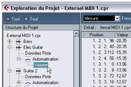 STEINBERG CUBASE STUDIO 4 - Éditer les événements d'automatisation dans l'explorateur de projet - 1