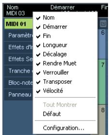 STEINBERG CUBASE STUDIO 4 - Personnaliser via les menus contextuels de configuration - 1