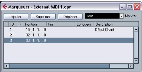 STEINBERG CUBASE STUDIO 4 - La fenêtre marqueurs - 1