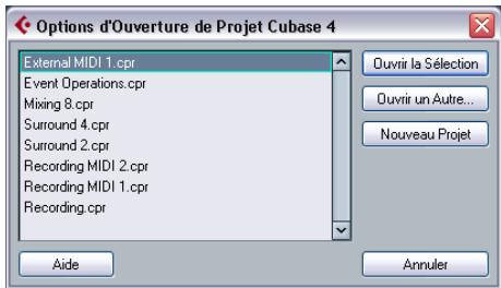 STEINBERG CUBASE STUDIO 4 - Le dialogue options d'ouverture de projets cubase - 1