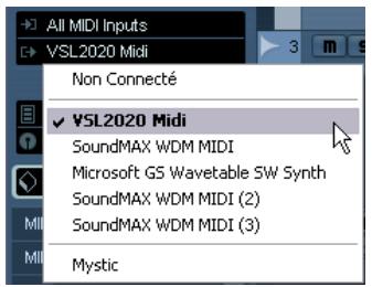 STEINBERG CUBASE STUDIO 4 - Réglage du canal et de la sortie MIDI dans la liste des pistes - 1