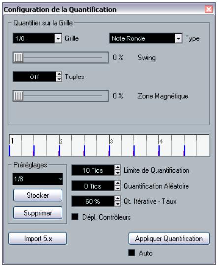STEINBERG CUBASE STUDIO 4 - Configuration de la quantification dans le dialogue - 1