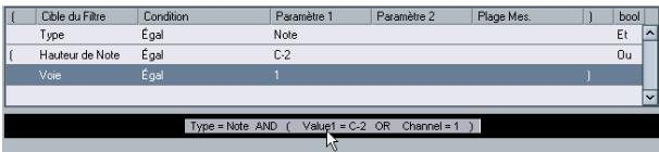 STEINBERG CUBASE STUDIO 4 - Éditer les conditions de filtrage sous forme de texte - 1