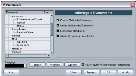 STEINBERG CUBASE STUDIO 4 - Sauvegarde partielle des réglages de préférences - 1