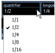 STEINBERG CUBASE STUDIO 4 - Sélectionner une valeur de quantification d'affichage - 1