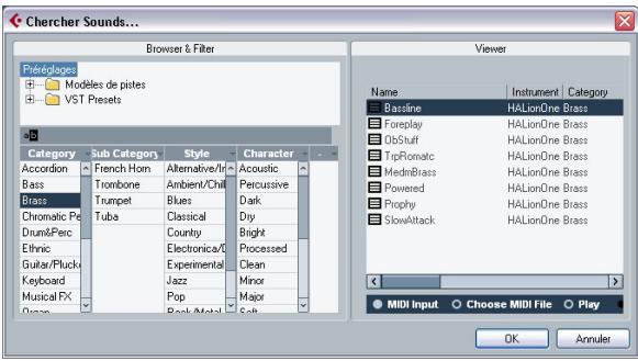 STEINBERG CUBASE STUDIO 4 - Pré-écoute des prérégliages de pistes MIDI, instrument et VST indépendamment des pistes - 1