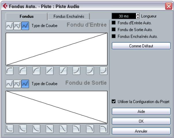 STEINBERG CUBASE STUDIO 4 - Réglages de fondus automatiques au niveau global - 1