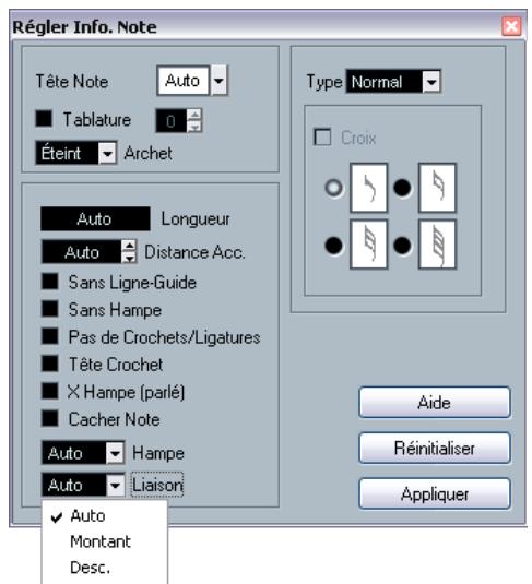 STEINBERG CUBASE STUDIO 4 - Direction des hampes dans le dialogue régler info. note - 1