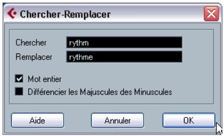 STEINBERG CUBASE STUDIO 4 - Chercher et remplacer - 1