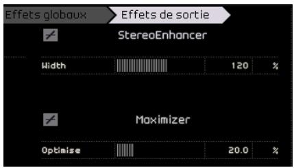 STEINBERG SEQUEL - L'onglet effets de sortie - 2