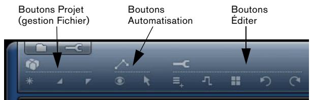 STEINBERG SEQUEL - À propos des boutons projet, automatisation et editor - 1
