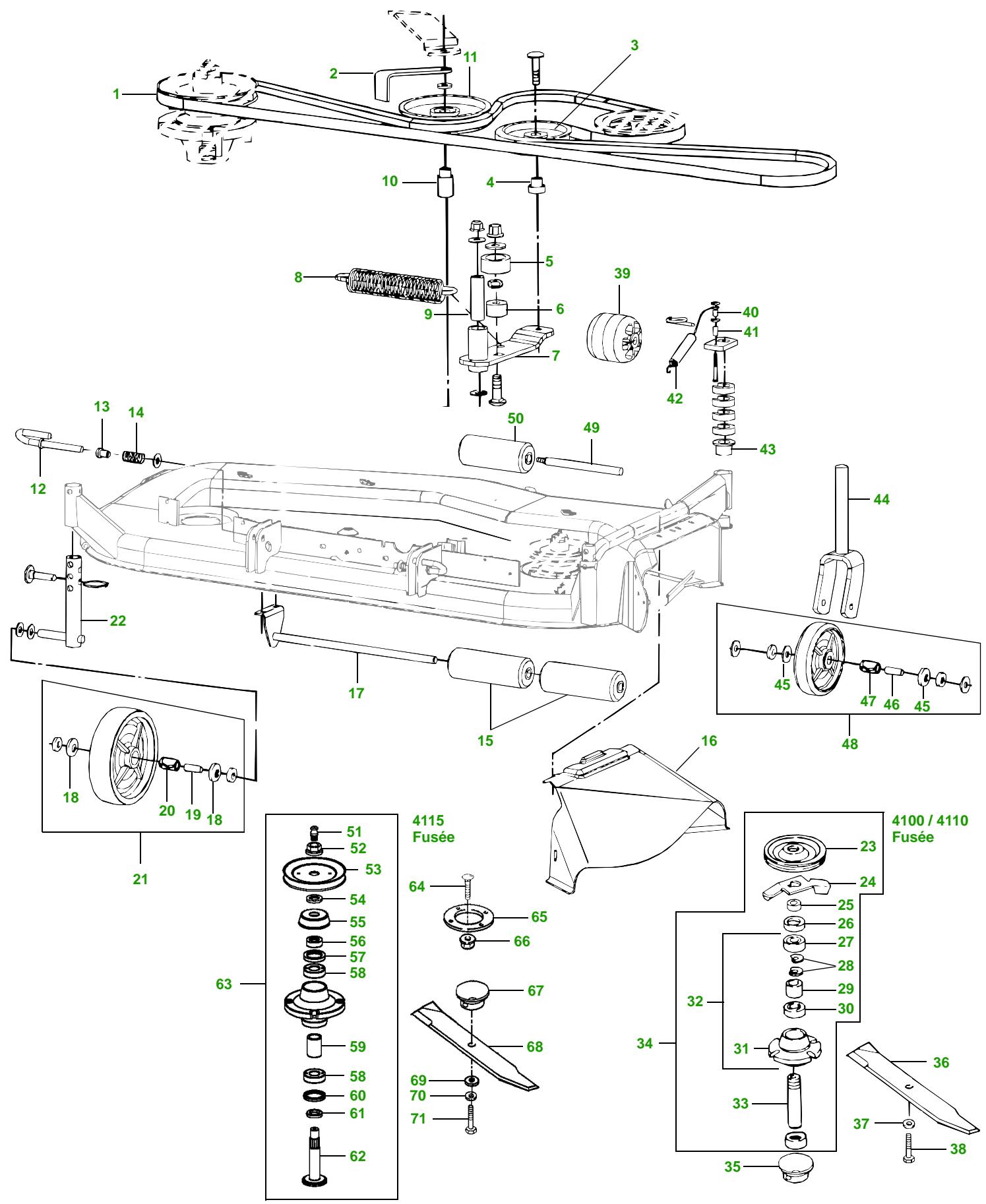 JOHN DEERE 4500 - Plateau de coupe central (pour 2210 / 4100 / 4010 / 4110) - 2