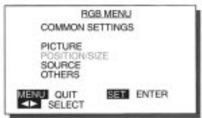 FUJITSU HTM-42A - Choisissez POSITION/SIZE (position/taille) à partir du menu RGB. - 1