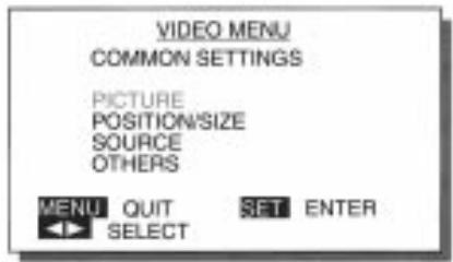 FUJITSU HTM-42A - Choisissez PICTURE (image) dans la page-écran VIDEO MENU. - 1