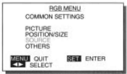 FUJITSU HTM-42A - Choisissez SOURCE à partir du menu RGB. - 1