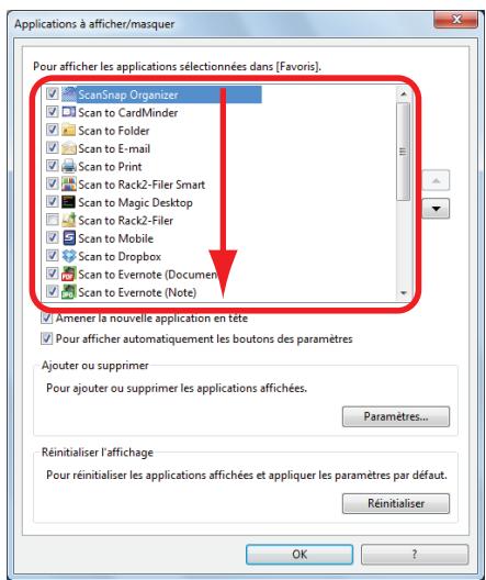 FUJITSU SCANSNAP IX100 - Spécifiez l'ordre dans lequel les applications sont affichées dans le quick menu. - 2